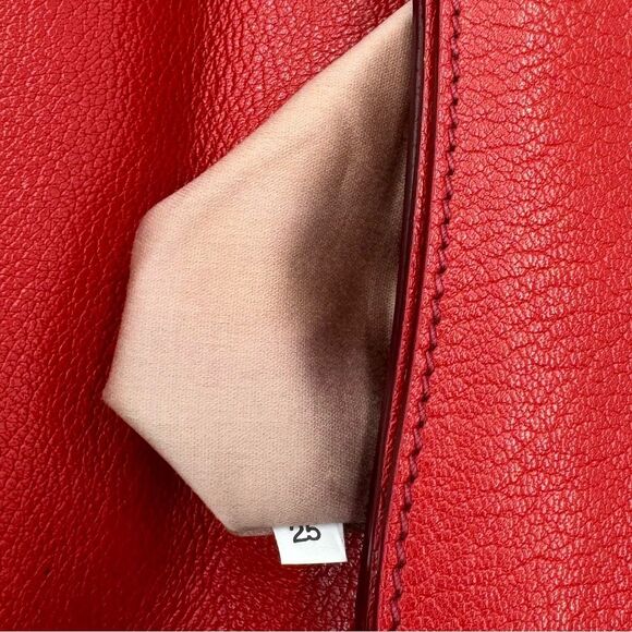 Auth Miu Miu Top Handle Red Leather 2way Crossbody Madras Handbag Preloved Purse - Picture 16 of 16